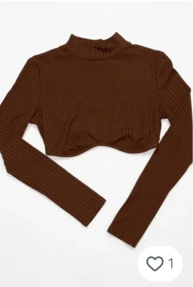Shein Brown ribbed crop top
