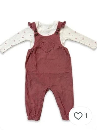 Carter's Corduroy heart overall set